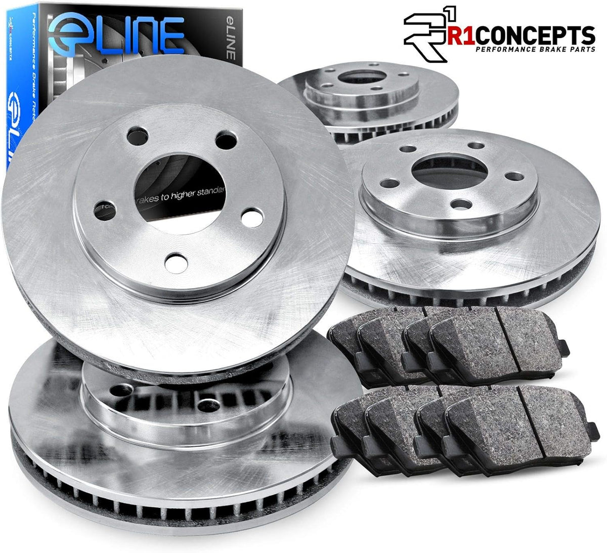 Front Rear Brake Rotors and Pads Kit Semi Metallic E9082