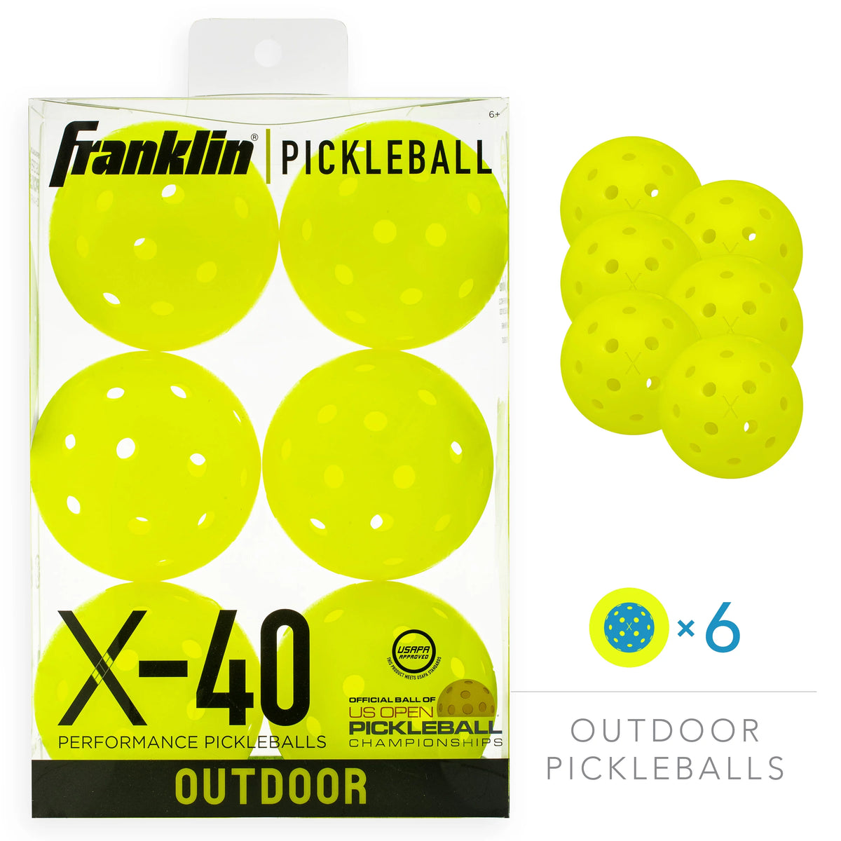 6 Pack Regulation Size Outdoor Pickleballs Q15973