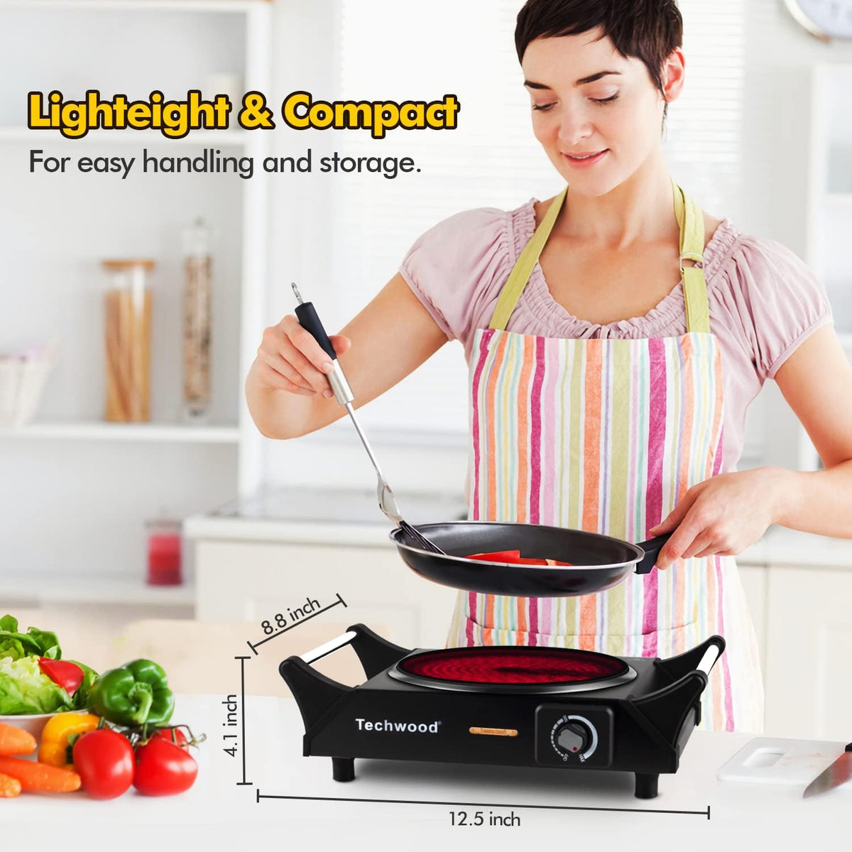 Portable Electric Hot Plate 1200W Single Burner O522748
