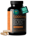 Ox Bile Extract 1000mg Bile Salts Supplements with Black Pepper 180 Count V516441