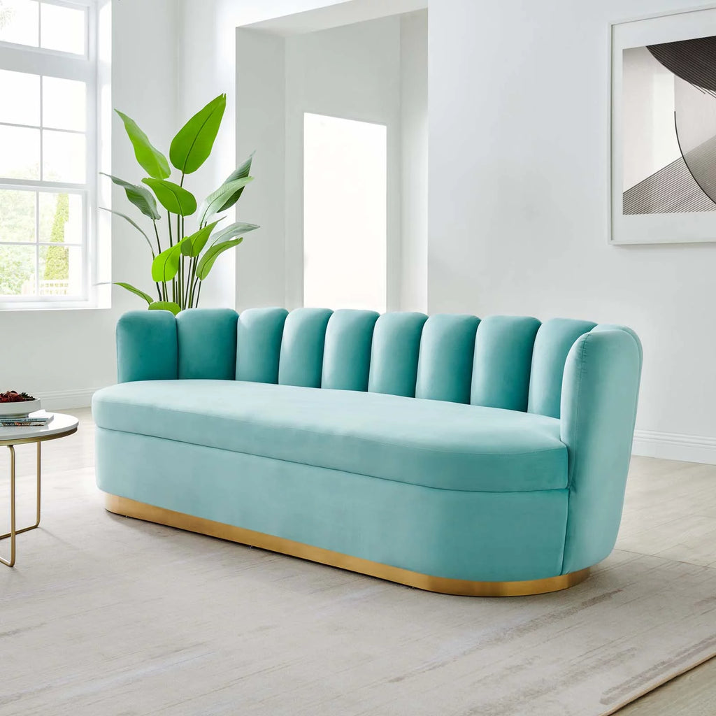 Blue Velvet Tufted Sofa S128752