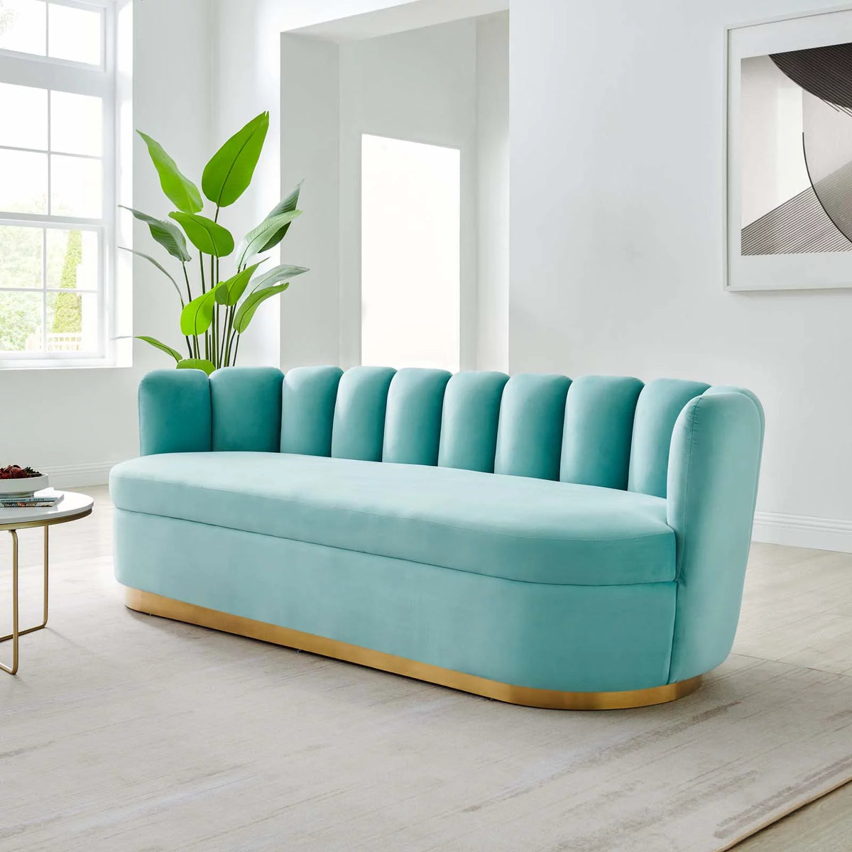 Blue Velvet Tufted Sofa S128752