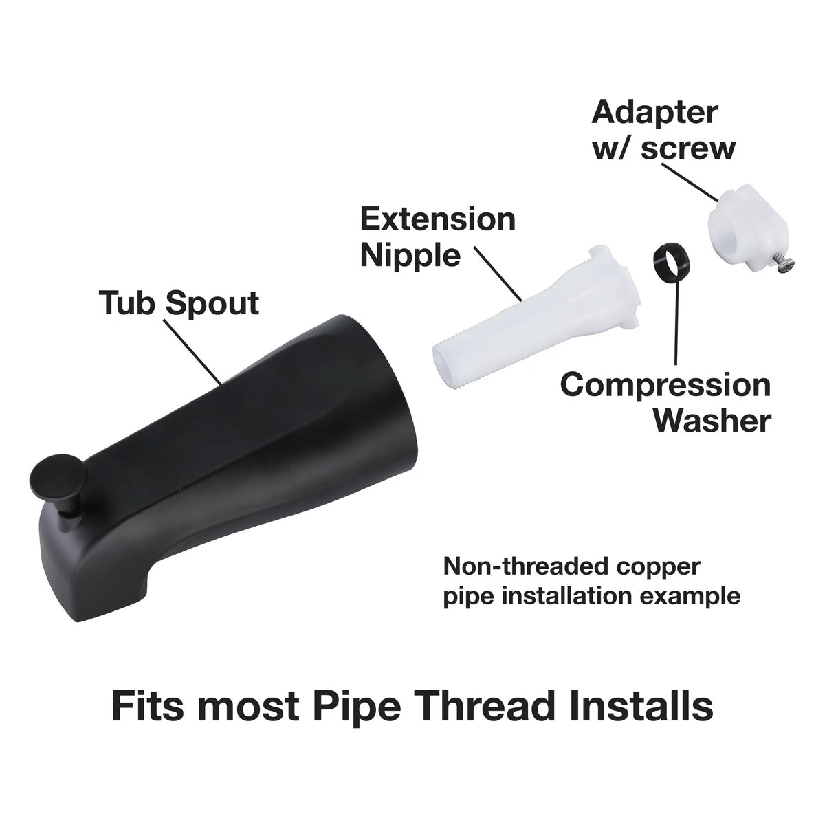 Matte Black Tub Spout with Diverter J468201