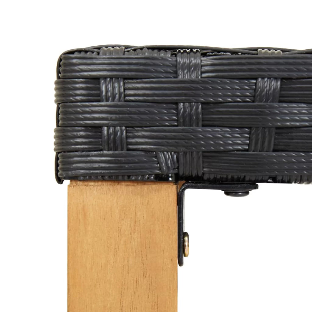 Black Poly Rattan Acacia Wood Garden Bench W601189