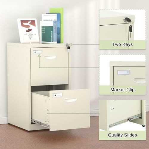 Black 2 Drawer Metal File Cabinet with Lock O6700