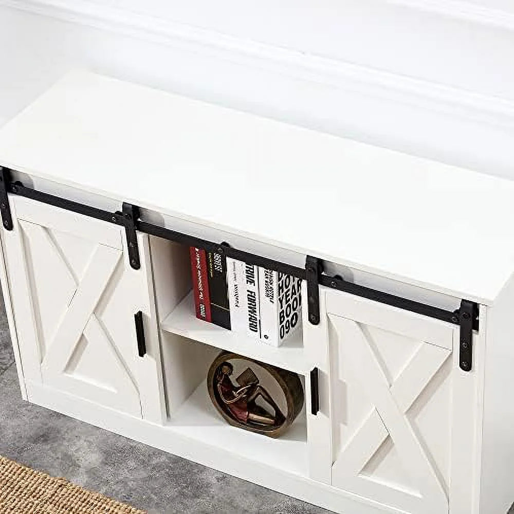 Wood TV Stand with Sliding Barn Door F1181