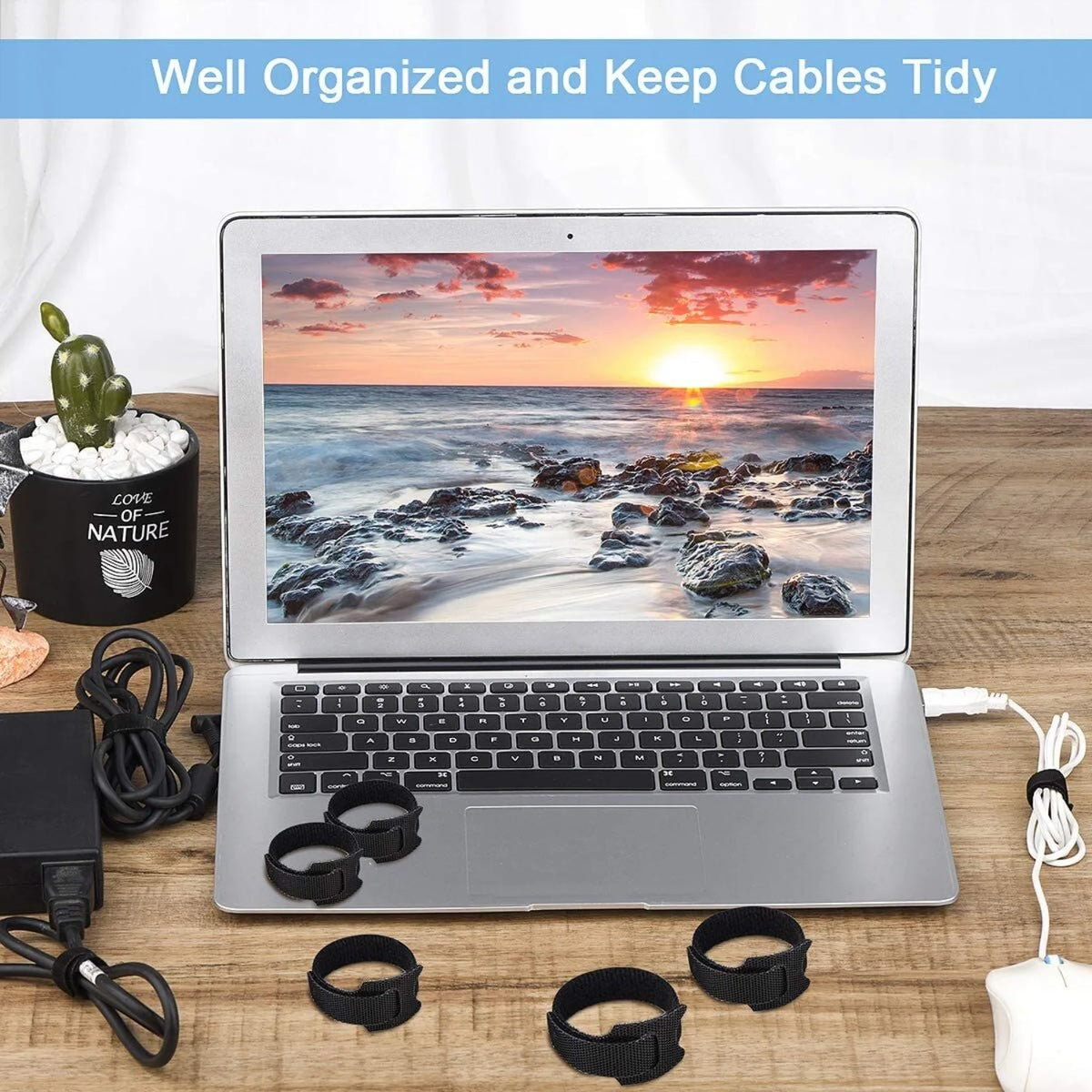 200PCS Black Reusable Velcro Cable Straps Q829
