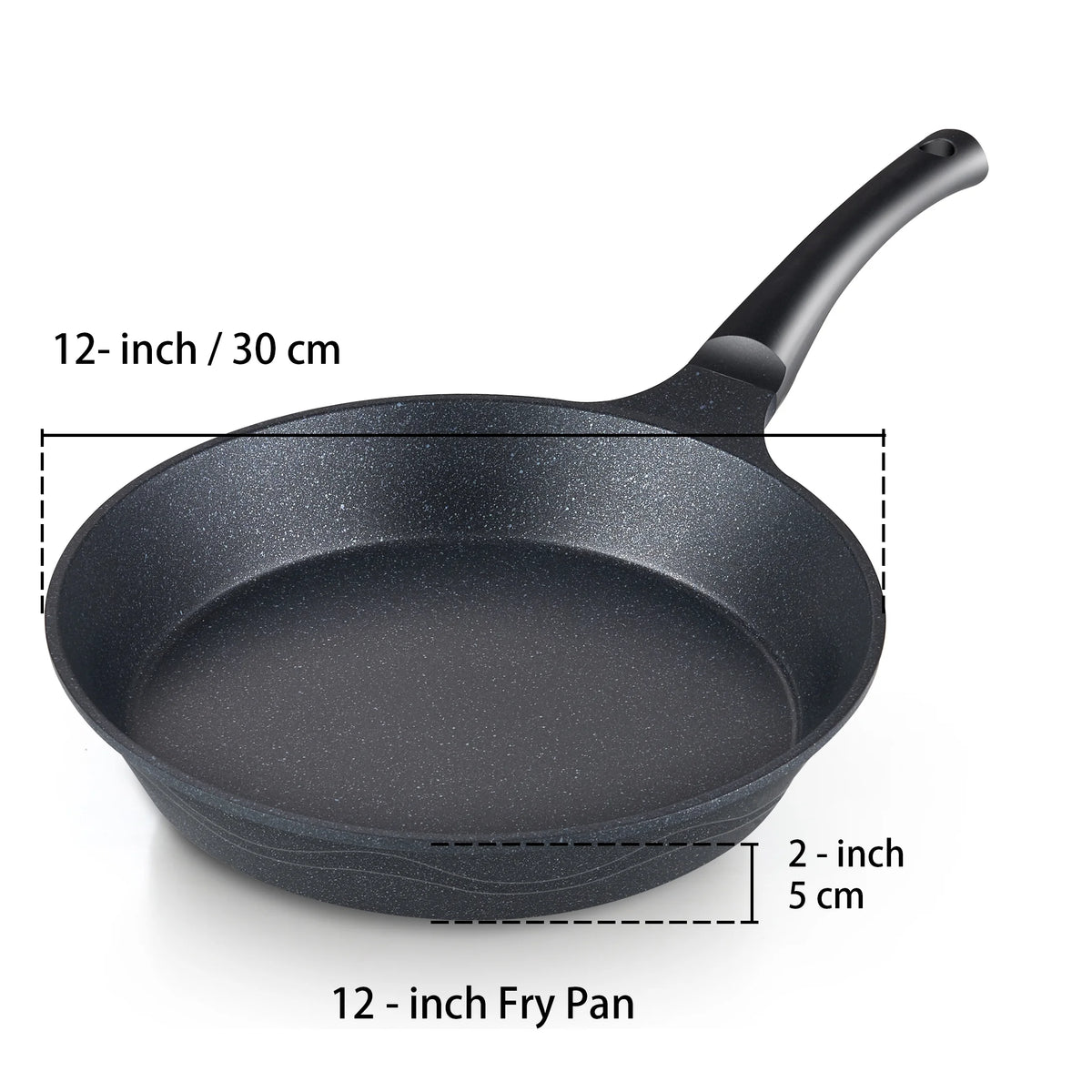 Nonstick Marble Coating Saute Fry Pan with Lid, 12-inch V875436
