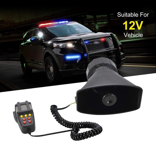 100W 7 Tones Wired Handheld Microphone Car Siren Speaker O183