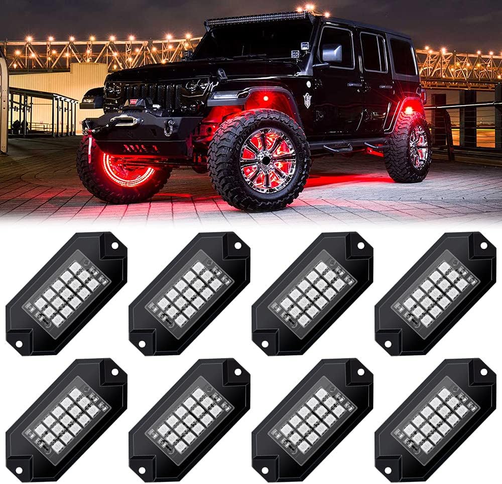 RGB LED Rock Lights 120 LEDs Multicolor Waterproof Aluminum Light Kit 8 Packs V326269