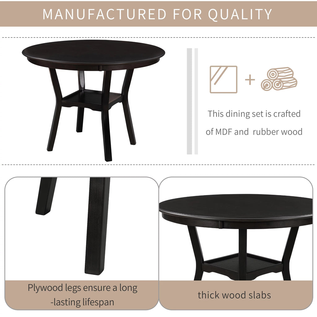 42" 5-Piece Round Dining Table Set with 4 Upholstered Chairs R330929