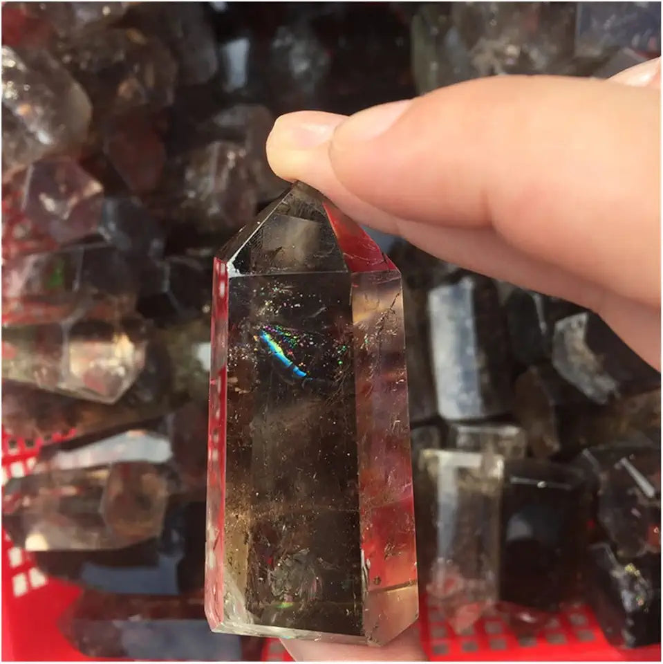 Natural Smoky Quartz Crystal Wand Point 2 Pcs O908987