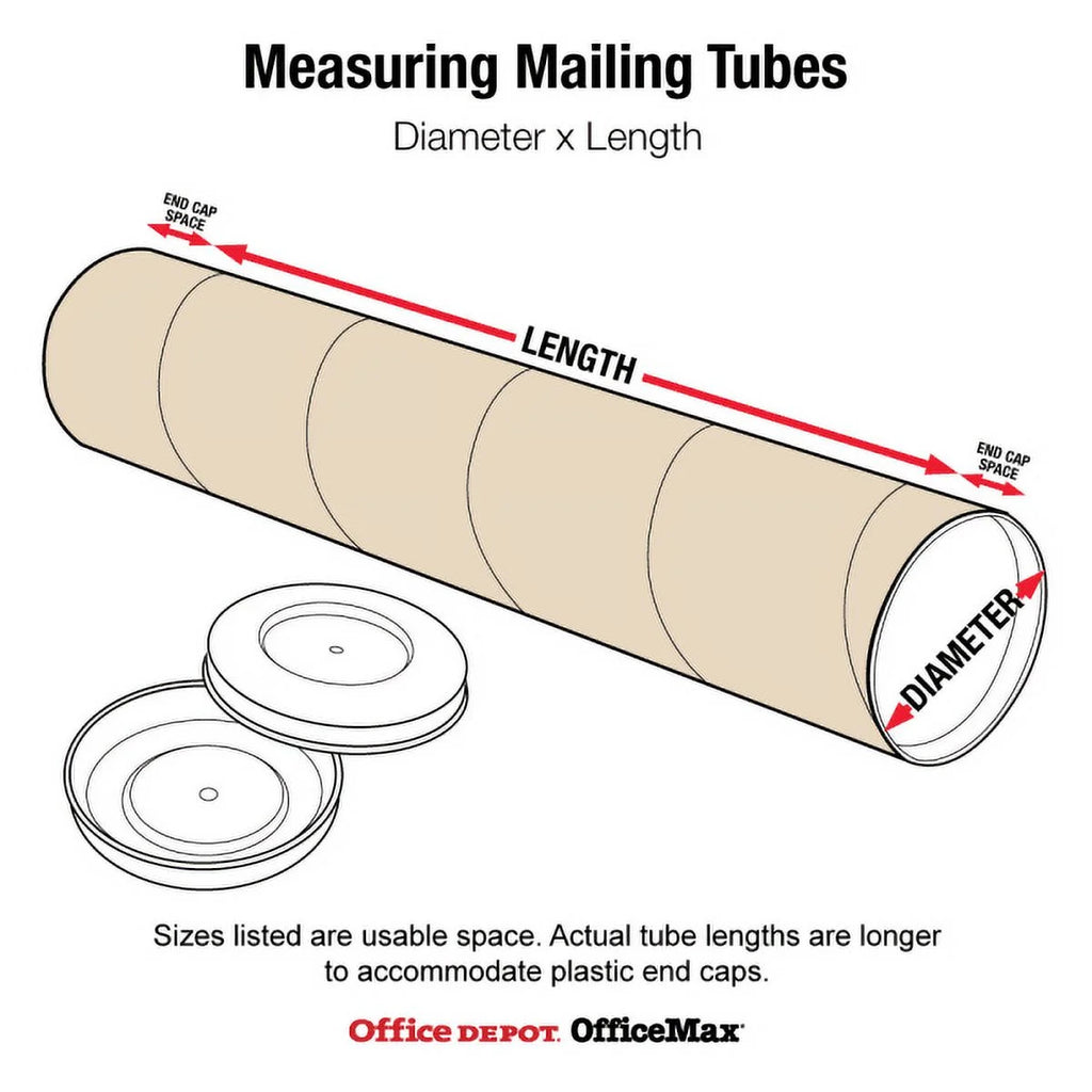 Kraft Mailing Tubes with Caps, 3x38, 24/CS U715