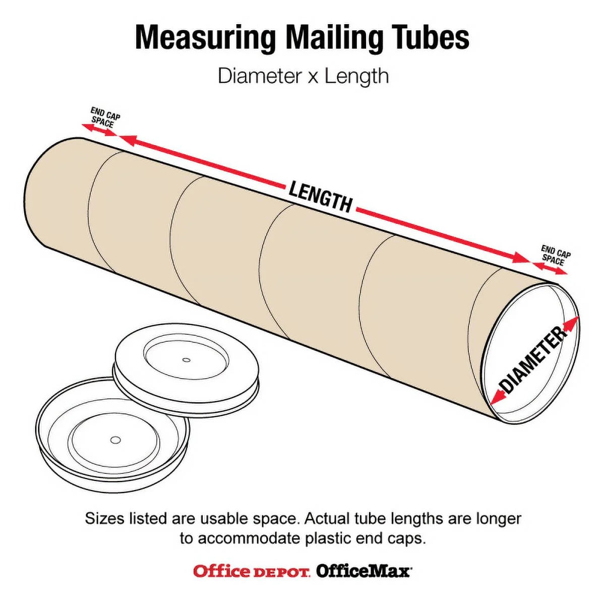 Kraft Mailing Tubes with Caps, 3x38, 24/CS U715