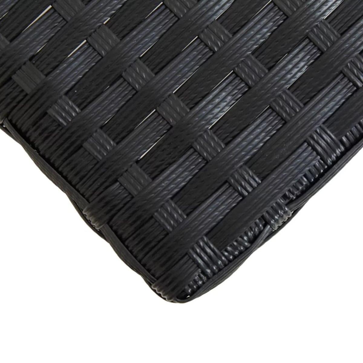 Black Poly Rattan Acacia Wood Garden Bench W601189