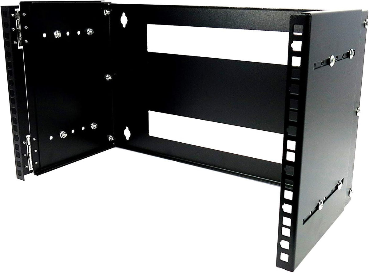 6U 19-Inch Hinged Extendable Wall Mount Bracket Rack Black Pack of 2 C698
