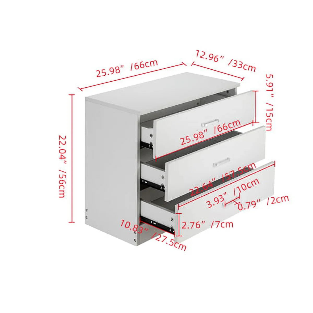 White 3-Drawer Wood Dresser O338478