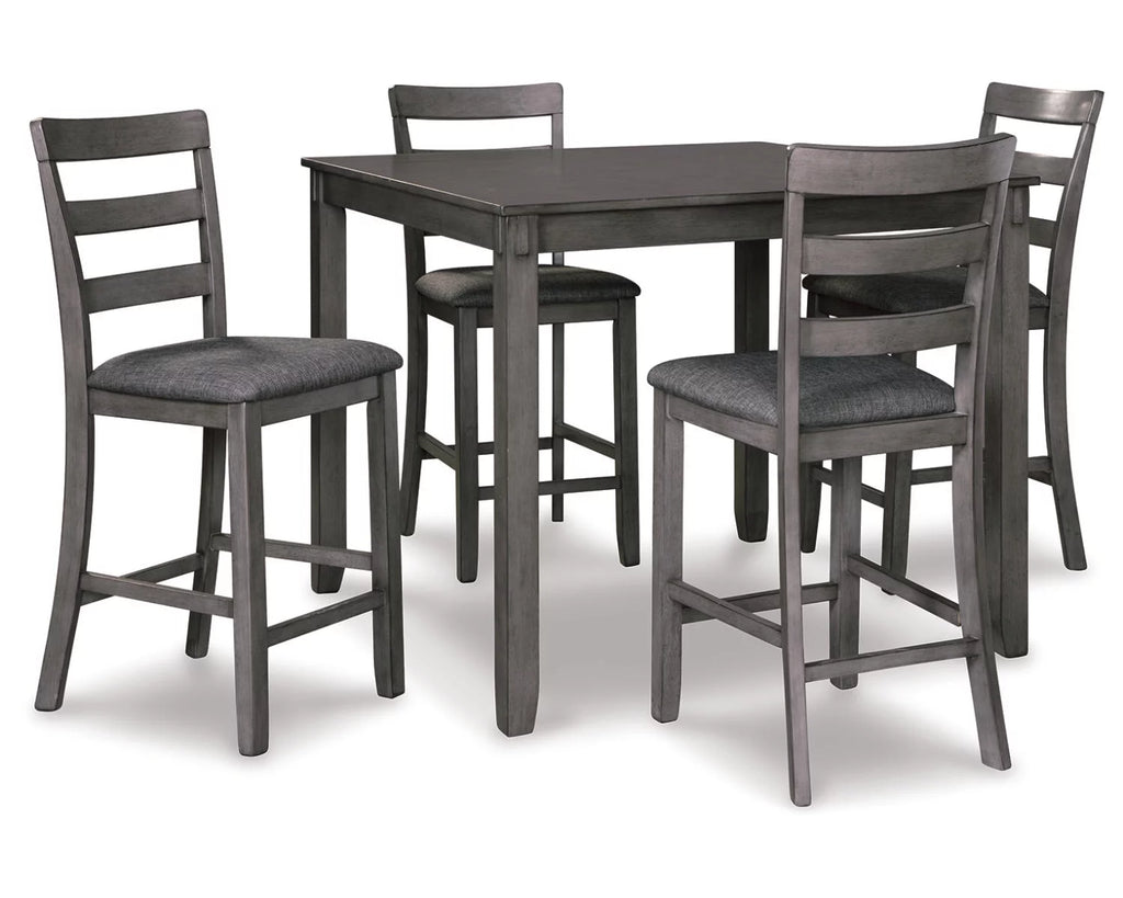 Counter Height Dining Table and Bar Stools Set of 5 Gray A398