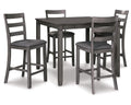 Counter Height Dining Table and Bar Stools Set of 5 Gray A398