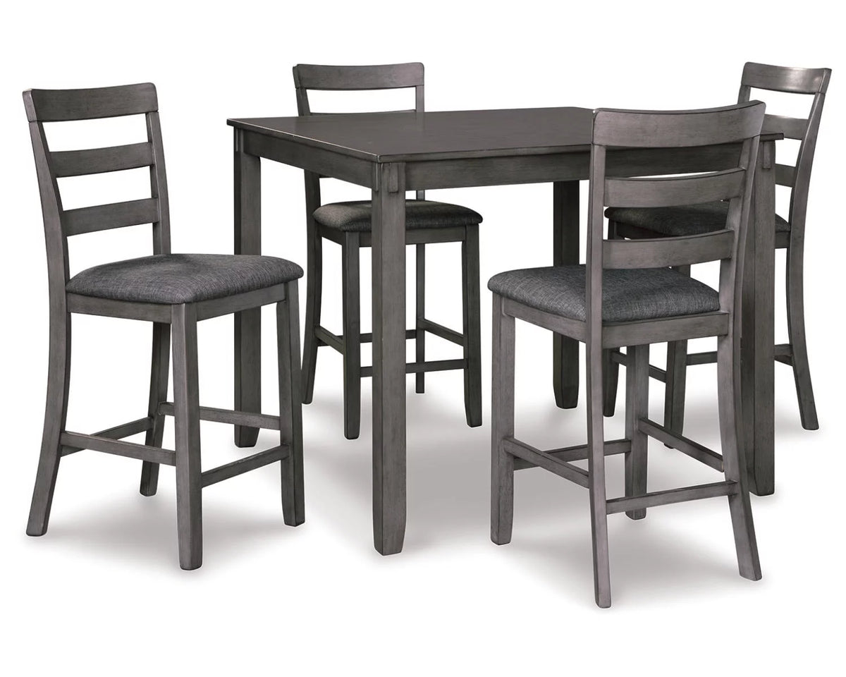 Counter Height Dining Table and Bar Stools Set of 5 Gray A398