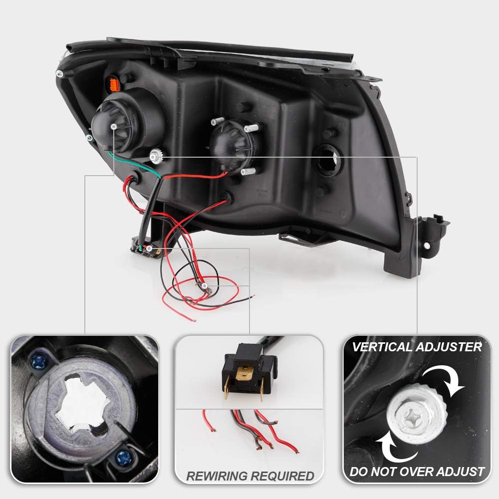 Black LED Projector Headlights Pair Set Y6619
