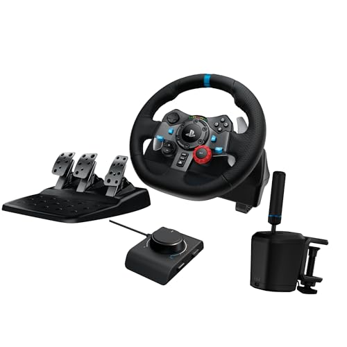 Black Leather Racing Wheel and Floor Pedals K404615
