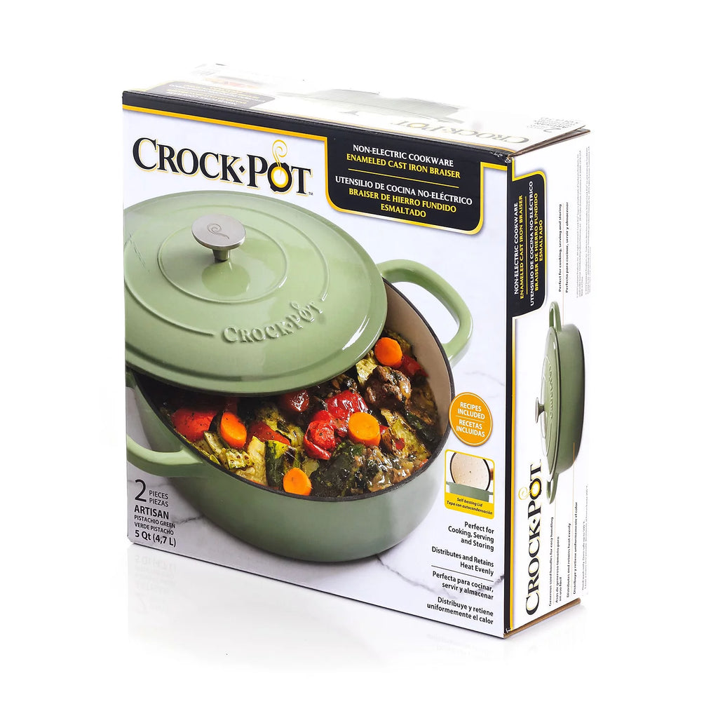 5 Quart Enameled Cast Iron Braiser Pan with Lid in Pistachio Green H683942