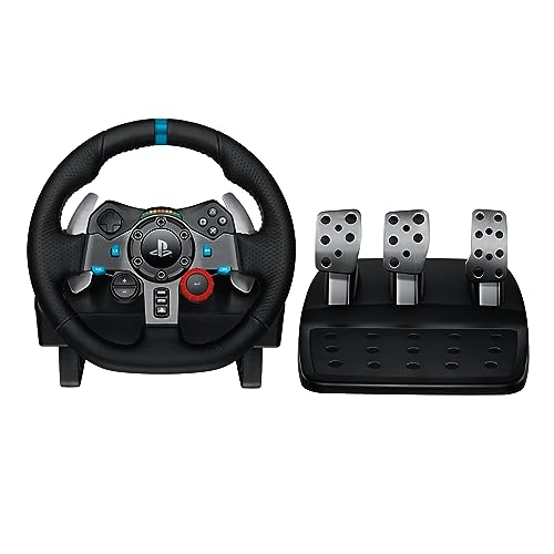 Black Leather Racing Wheel and Floor Pedals K404615