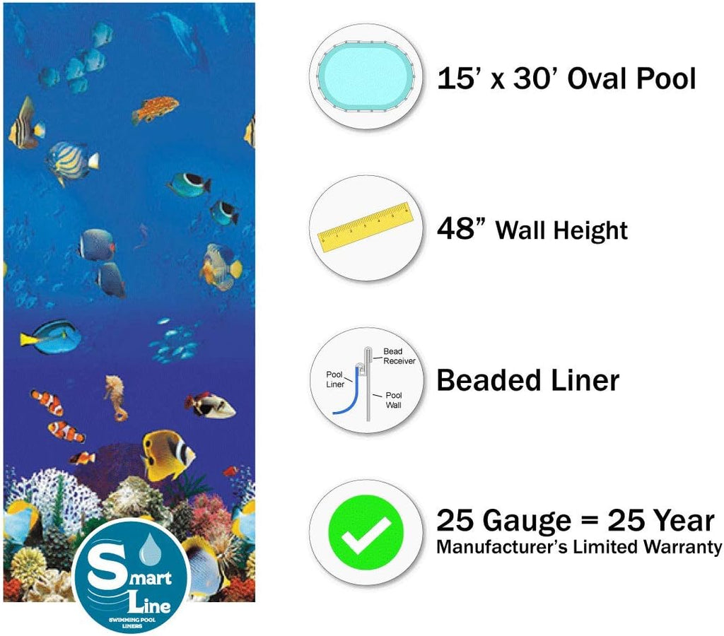 15-Foot-by-30-Foot Oval 48-Inch Wall Height 25 Gauge Virgin Vinyl Above-Ground Swimming Pool Liner X742662