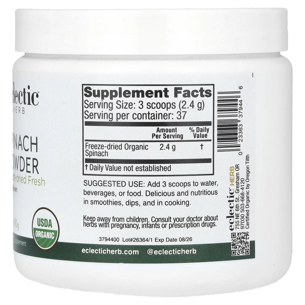 Spinach Powder 3.2 oz B455