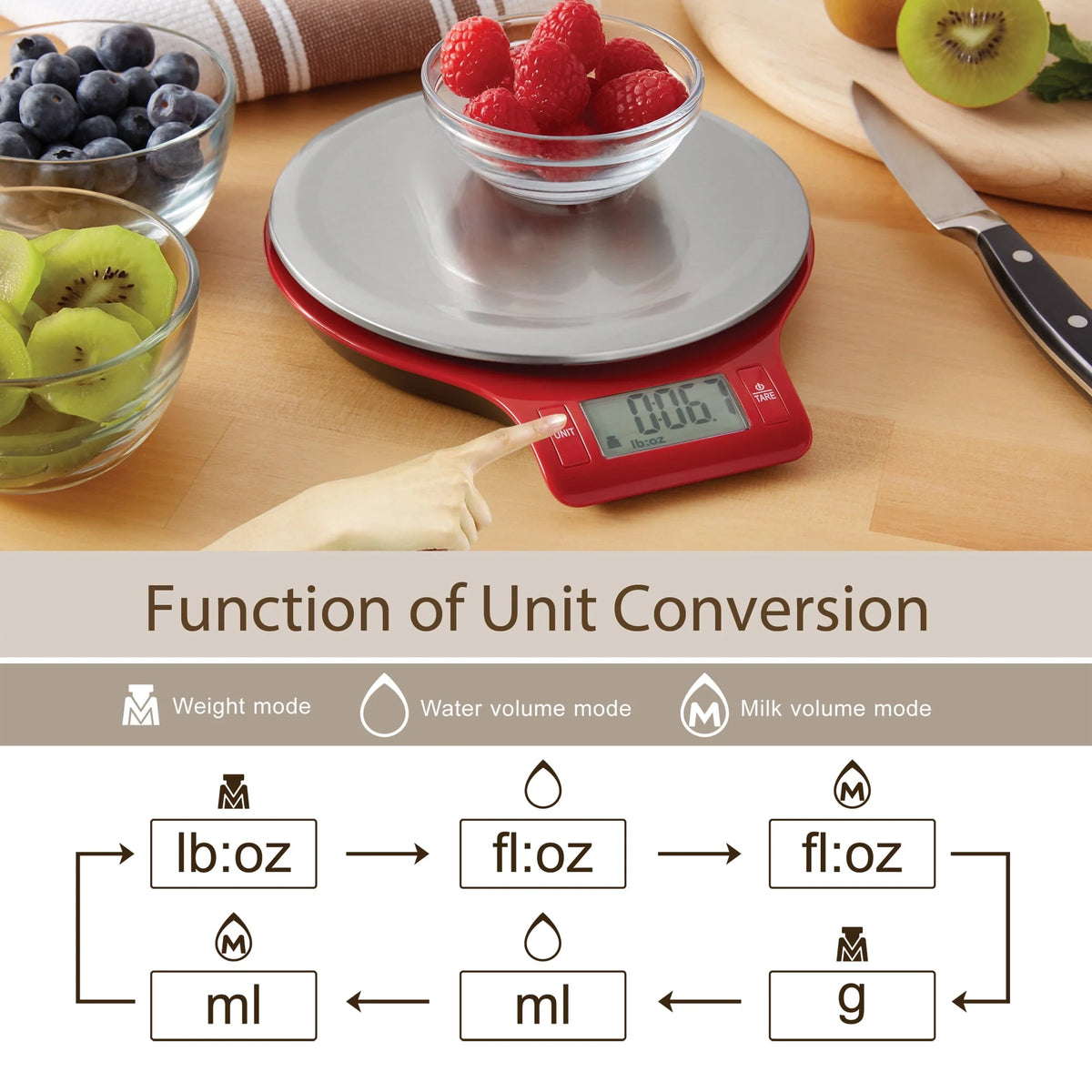 Round Stainless Steel Digital Kitchen Scale A76523
