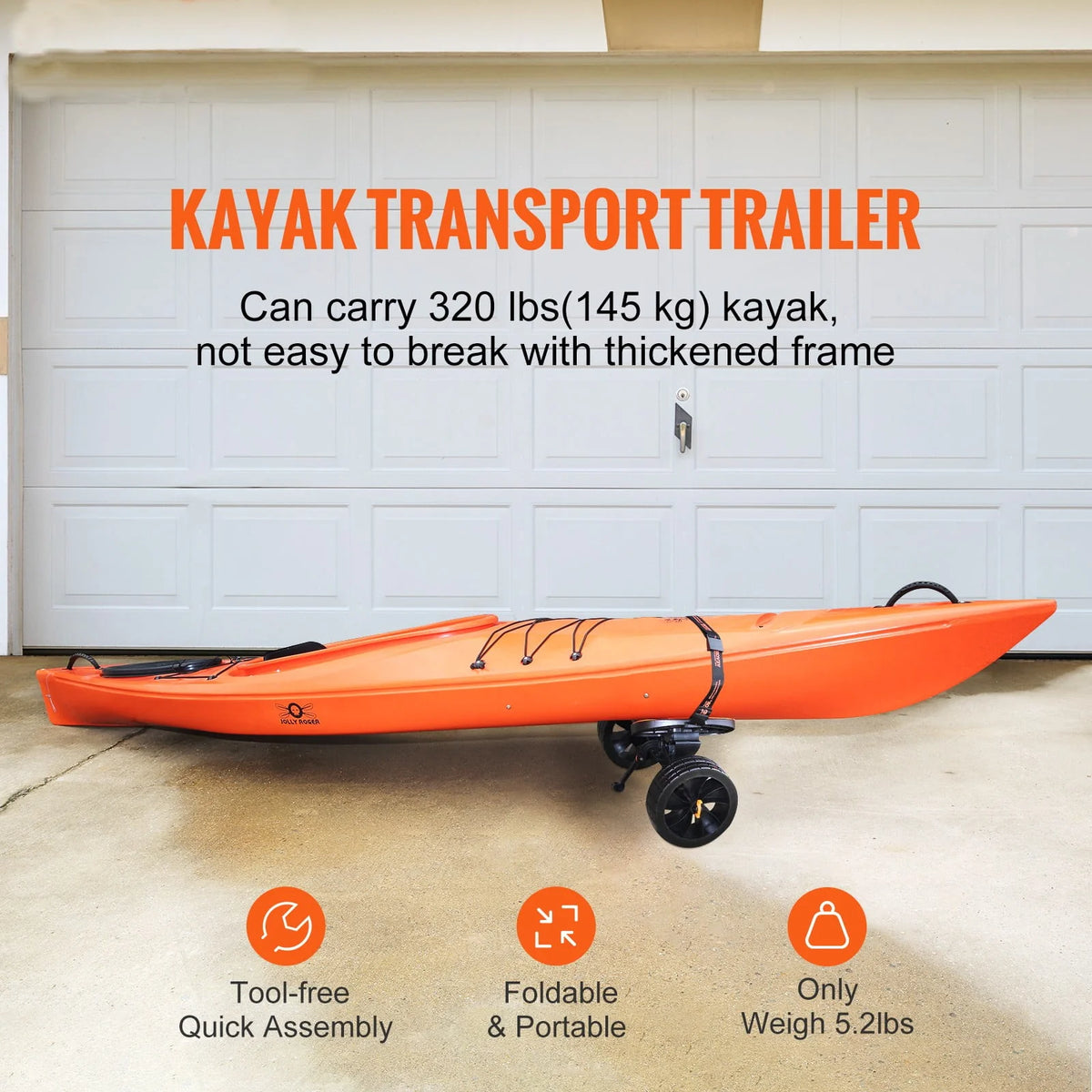 Foldable Kayak Cart with 10'' Solid Tires Z6266