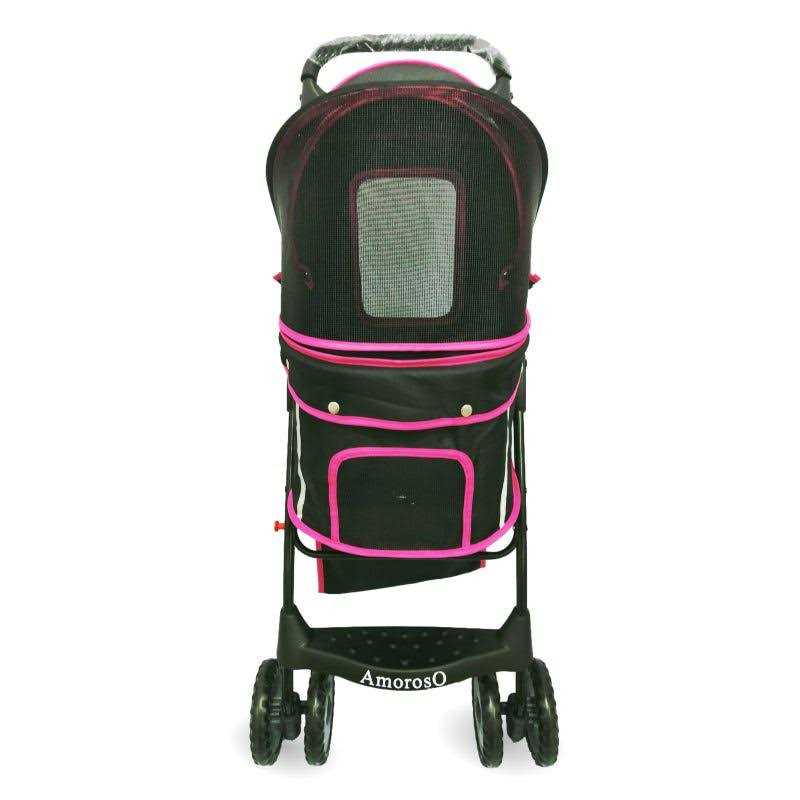 Black Pink Pet Stroller Carrier C35069