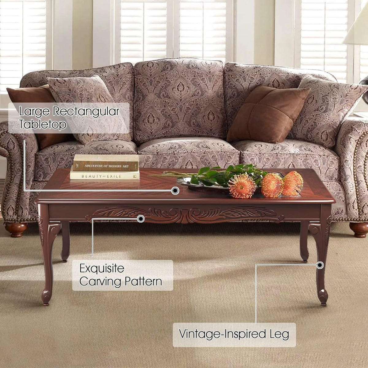 3 Piece Wood Coffee Table Set with 2 End Tables V59893