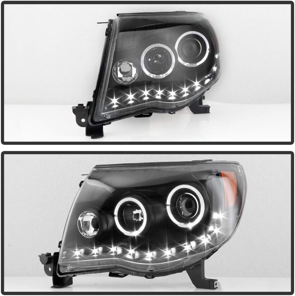 Black LED Projector Headlights Pair Set Y6619