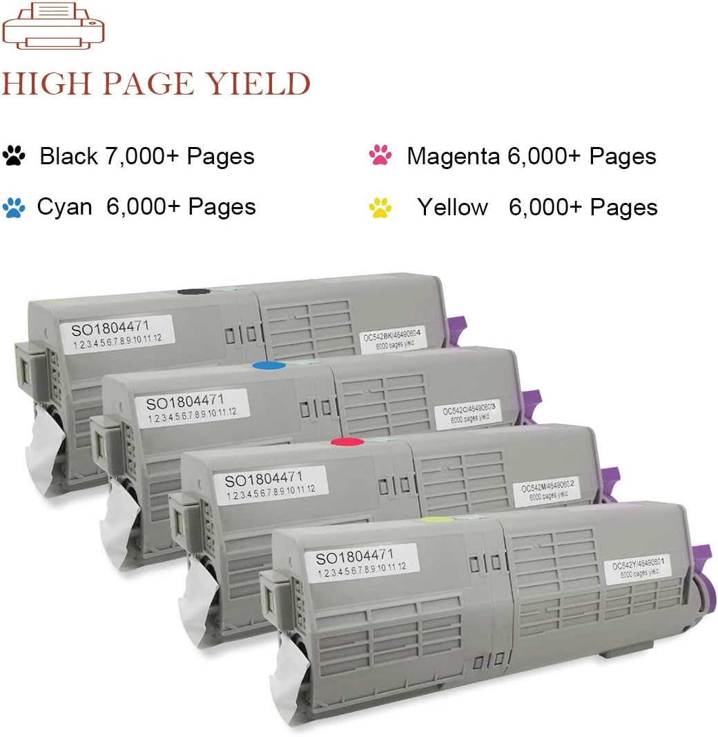 4 Colors Compatible Toner Cartridge High Yield 7000 & 6000 Pages O81341