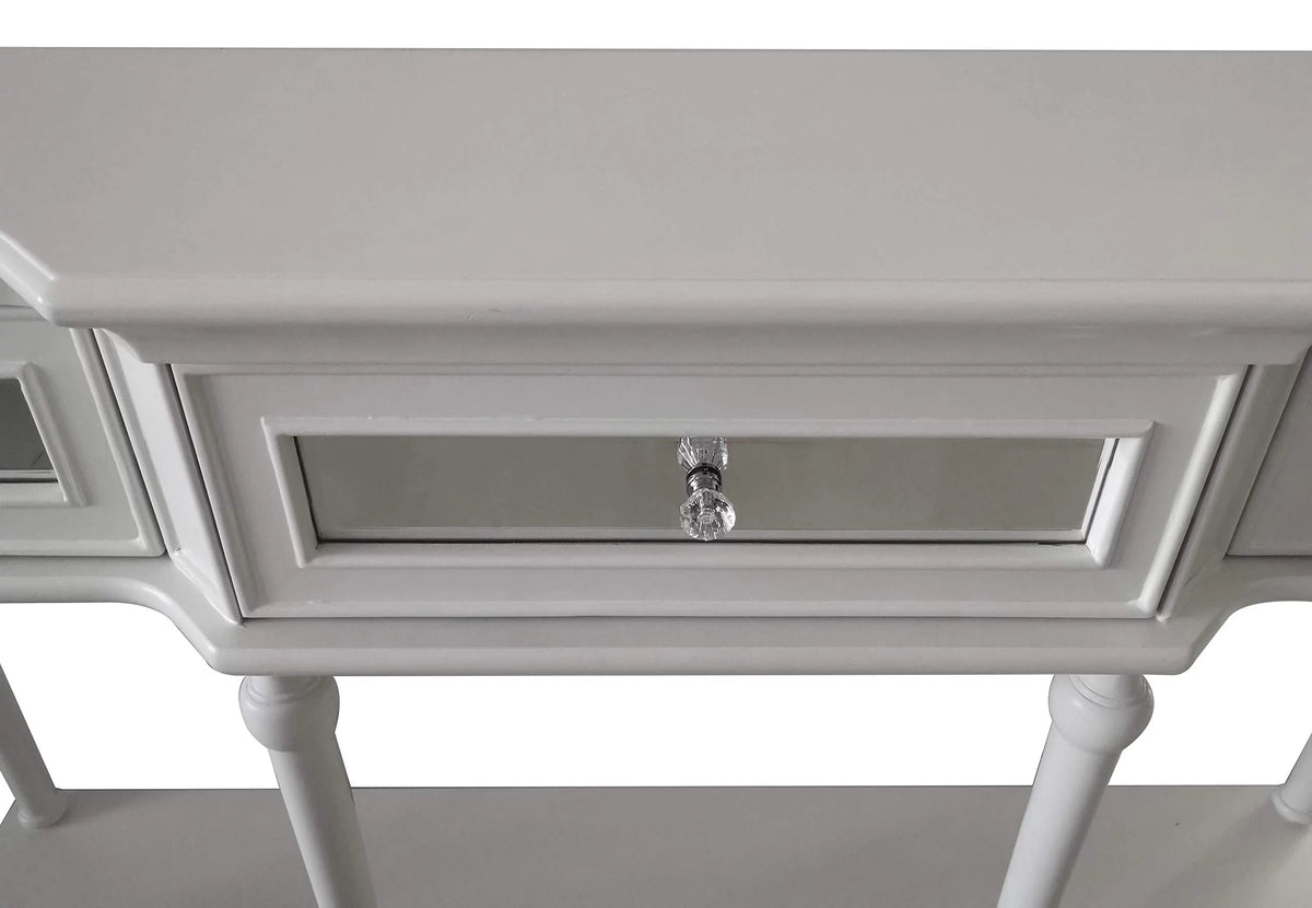White Console Table with Mirrored Storage Drawers and Lower Shelf T453309