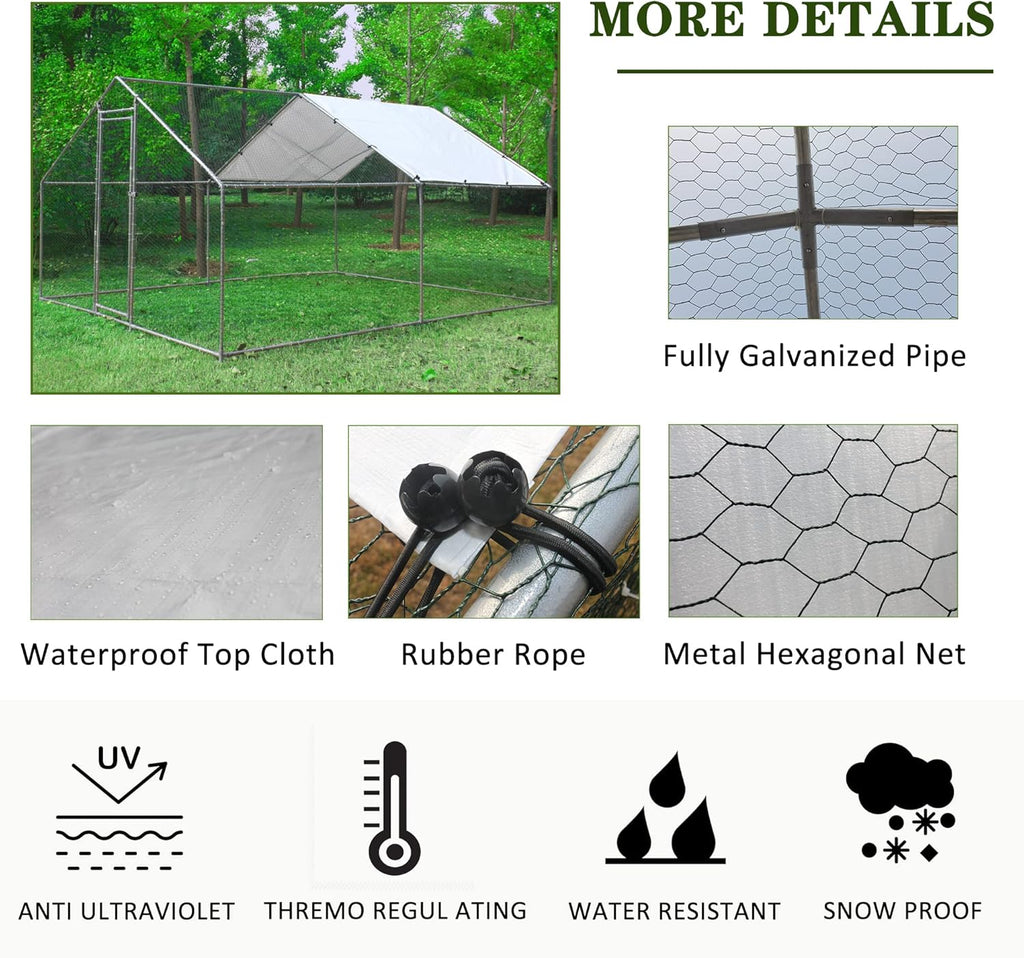 Extra Large Metal Chicken Coop with Cover Y2998