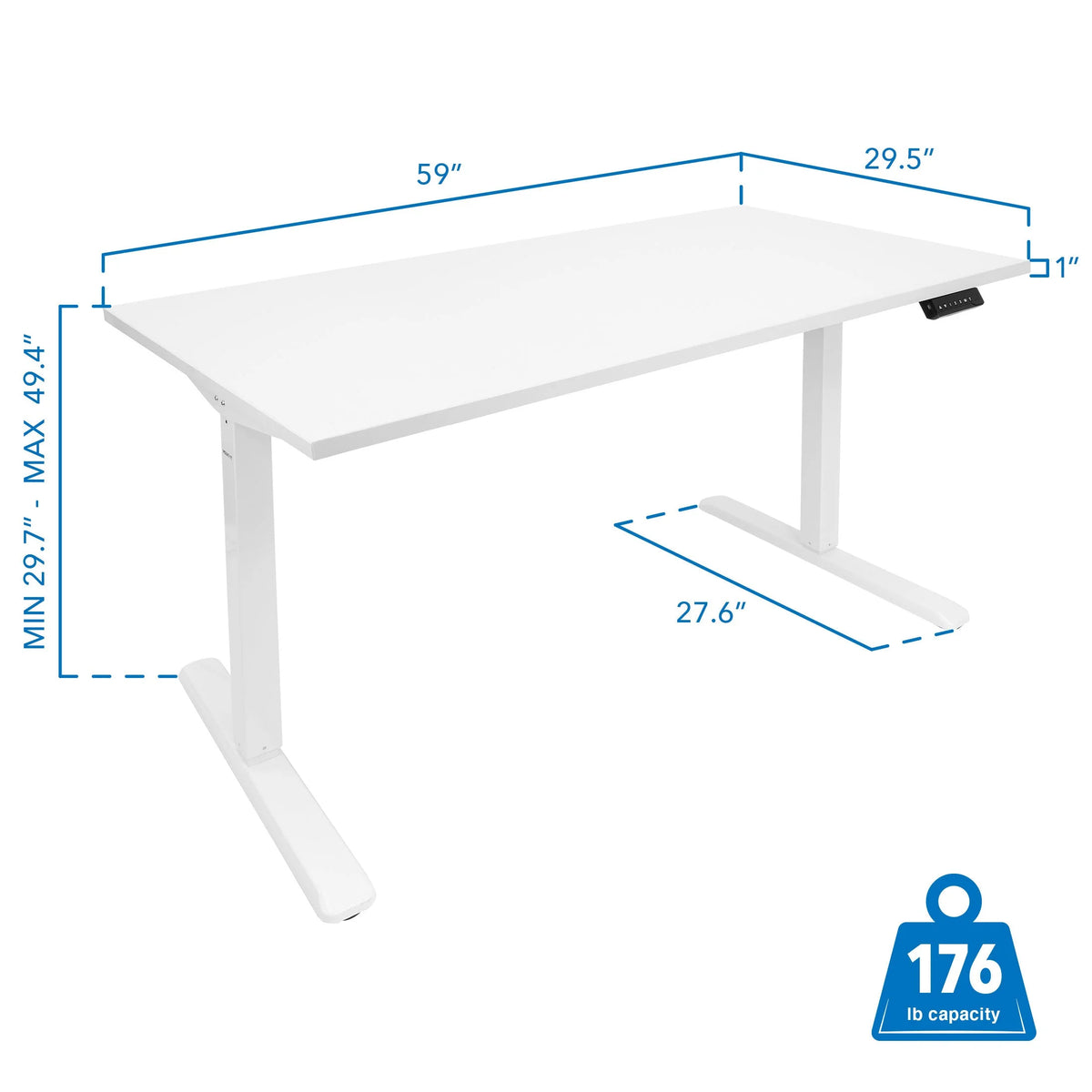 White Electric Standing Desk 55" V597473