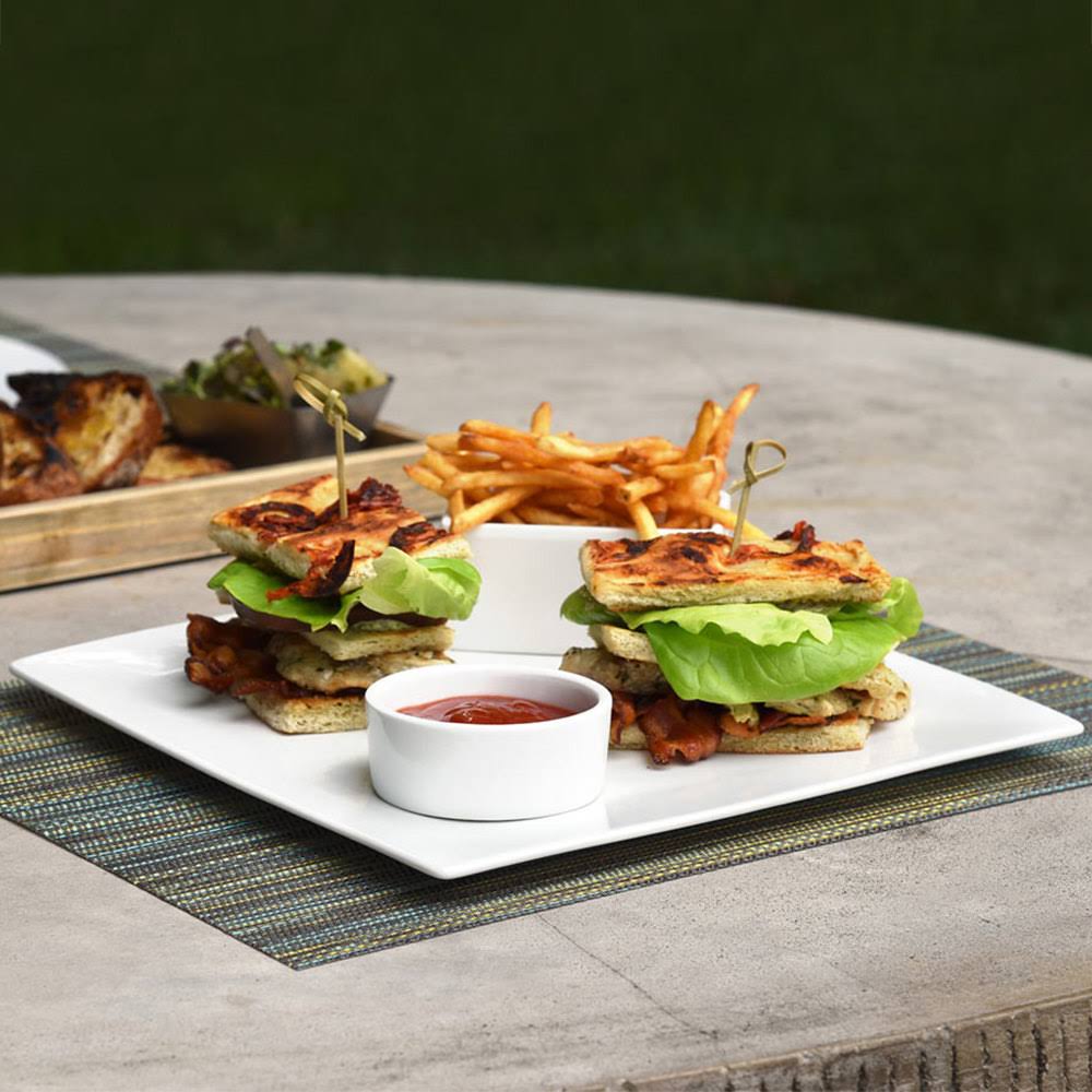 White Square Porcelain Flat Plate - 4/Case R604
