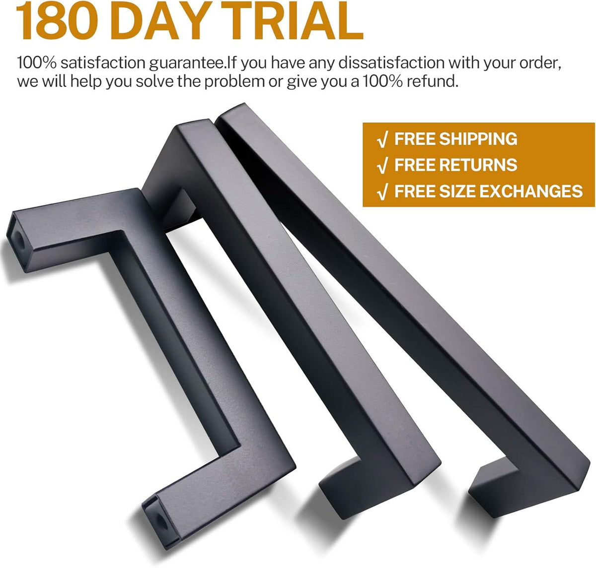 25 Pack 3 Inch Matte Black Square Cabinet Pulls I806628