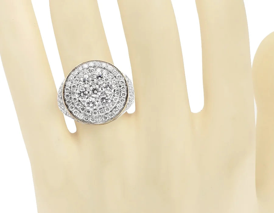 Yellow Gold 10K 3D Round Cluster Diamond Pinky Ring 4.65 ct R70587