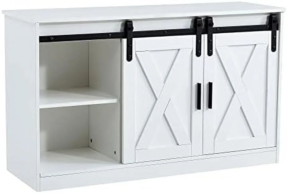 Wood TV Stand with Sliding Barn Door F1181