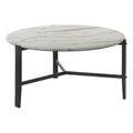 Round Faux White Marble and Black Coffee Table G91740
