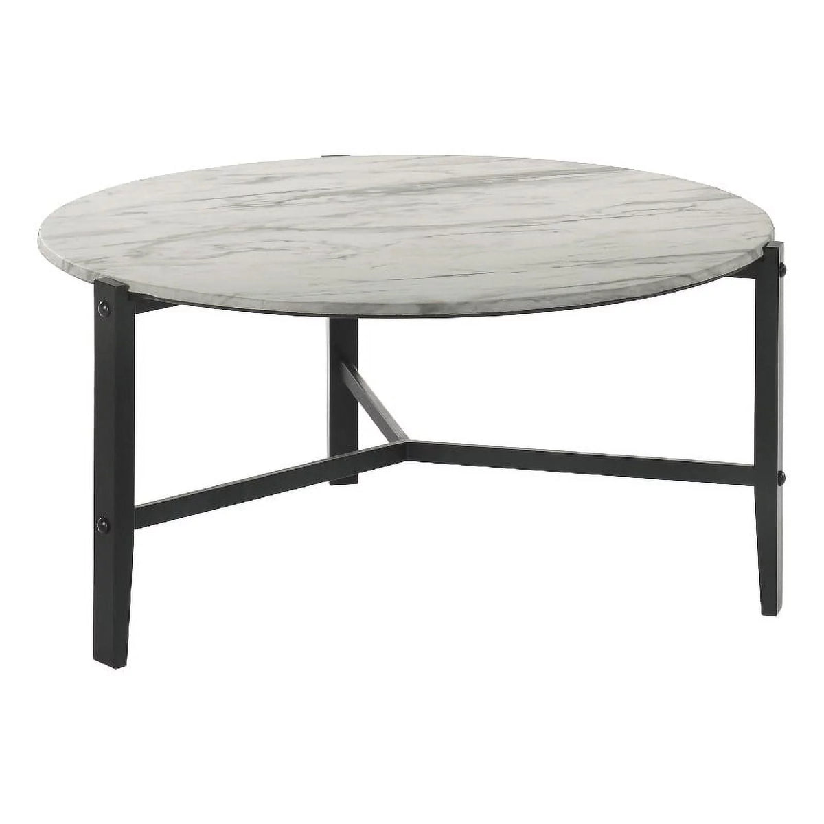Round Faux White Marble and Black Coffee Table G91740