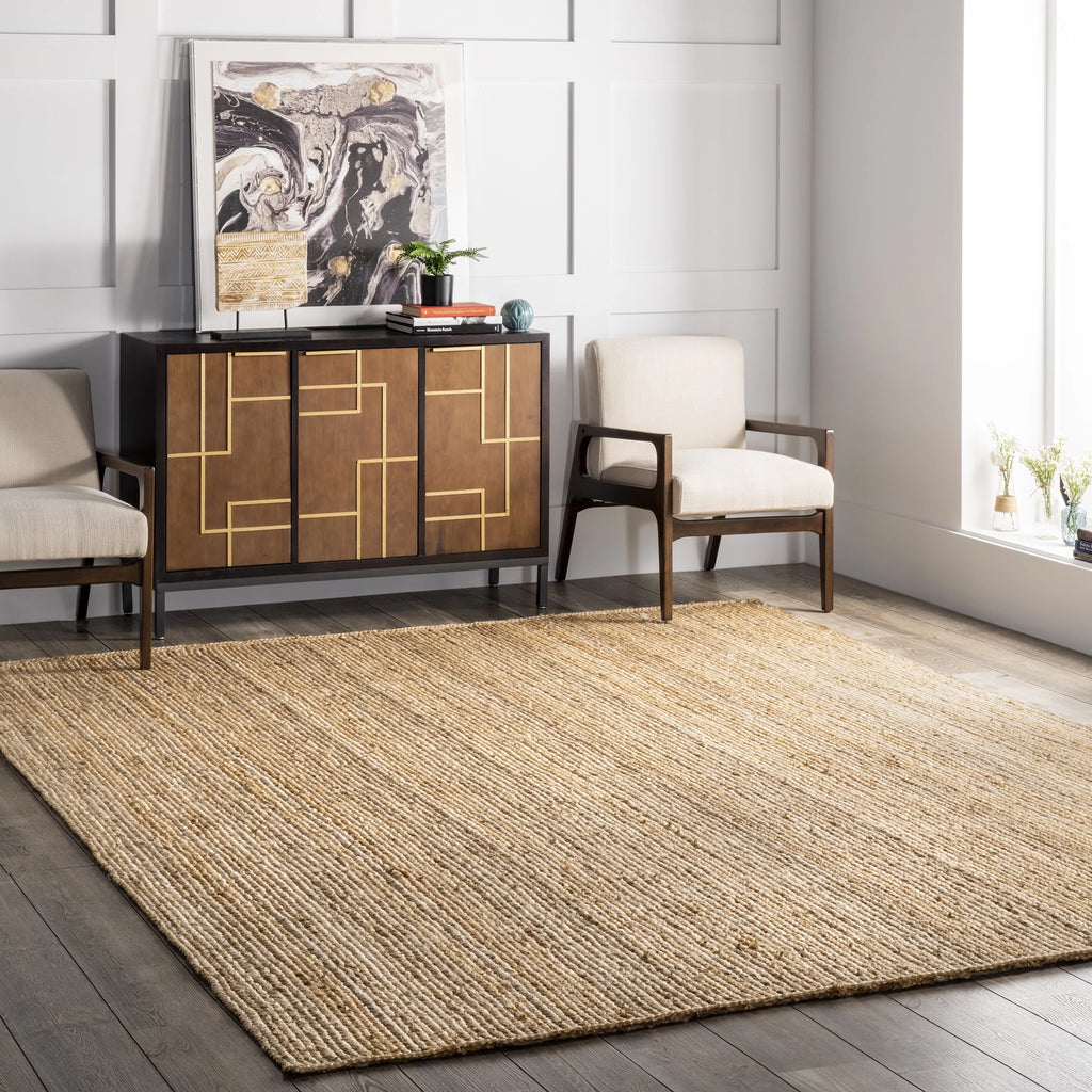 Hand Woven Jute Accent Rug, Natural E818