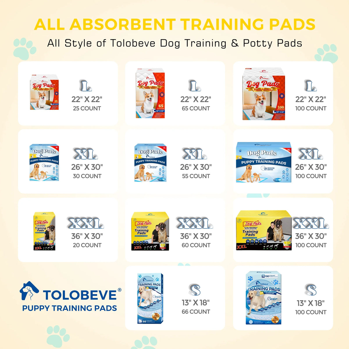 XXL Absorbent Dog Training Pads, 30x36 inch, 100 Count H977199