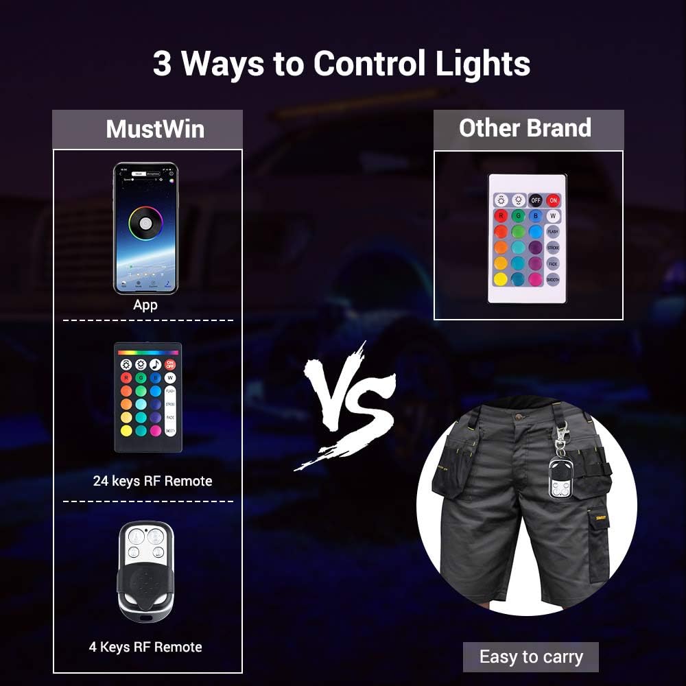 RGB LED Rock Lights 120 LEDs Multicolor Waterproof Aluminum Light Kit 8 Packs V326269