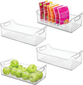 Clear Plastic Kitchen Storage Container Bins with Handles 4 Pack J387