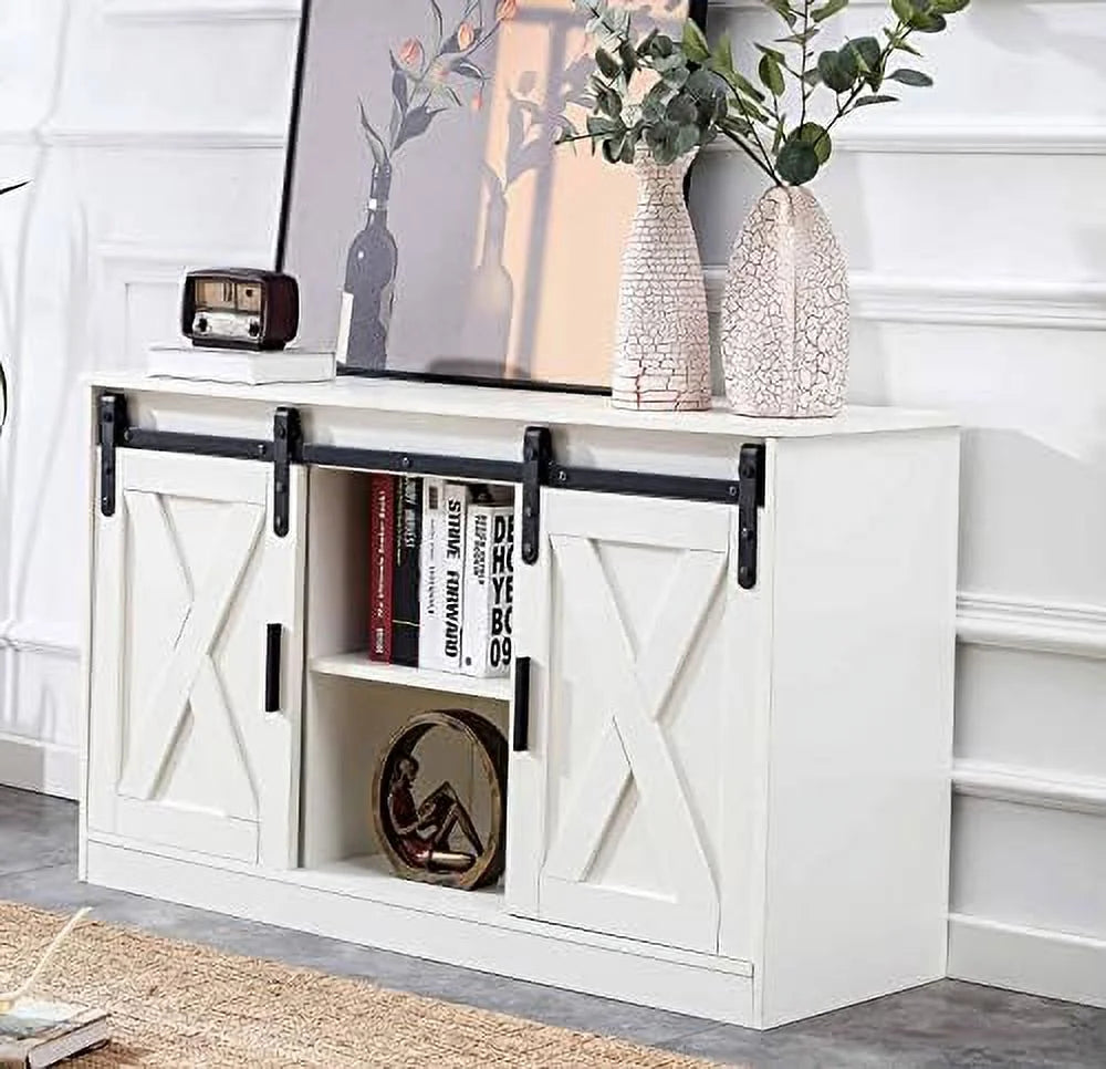 Wood TV Stand with Sliding Barn Door F1181